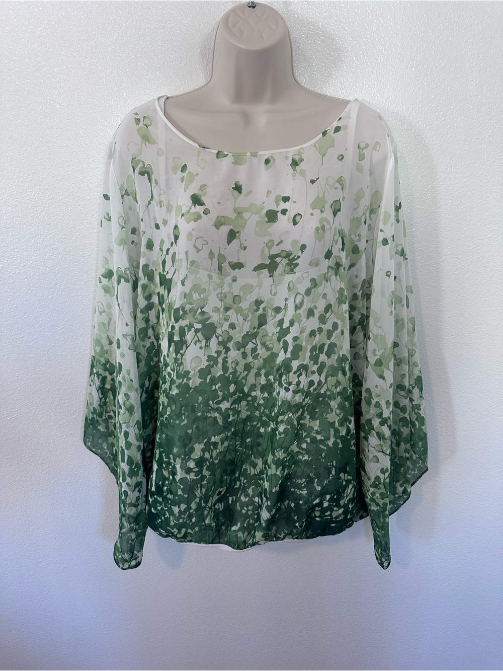 Alfani Green Ombre Watercolor Tunic Top